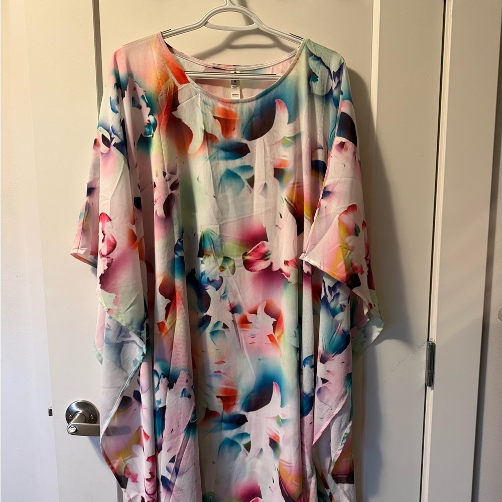 Apana Ladies Multicolour Floral Dress Beachy Coverup Resort Wear Boho Size M